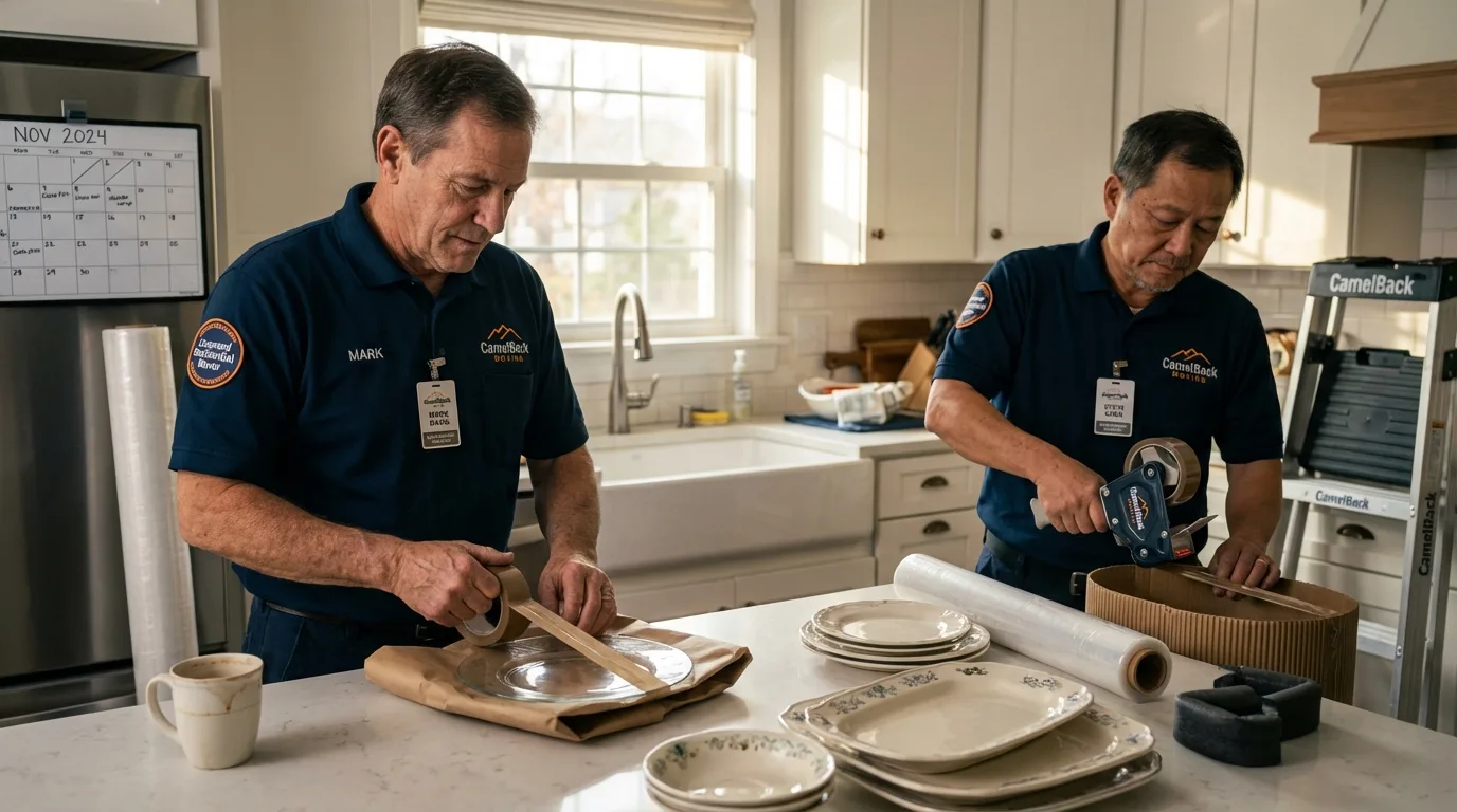 Professional crew packing kitchen dishware in Princeville, HI